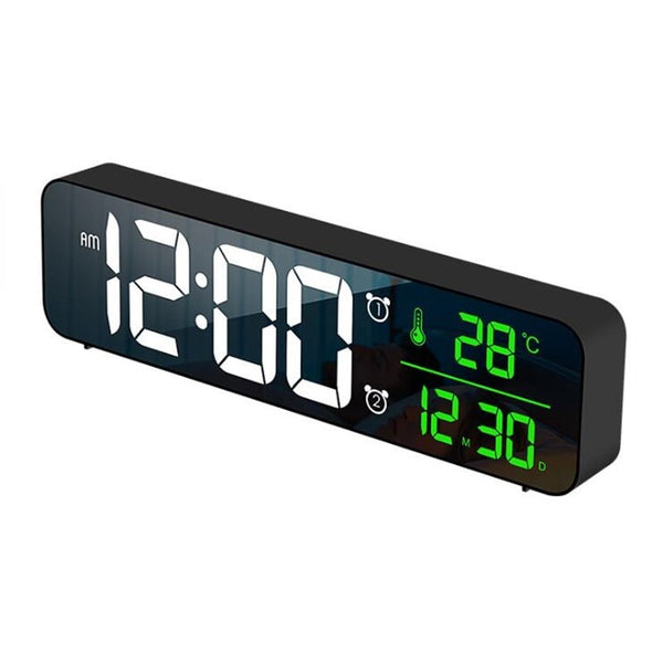 LED Digital Alarm Clock with Snooze, Temperature, Date Display