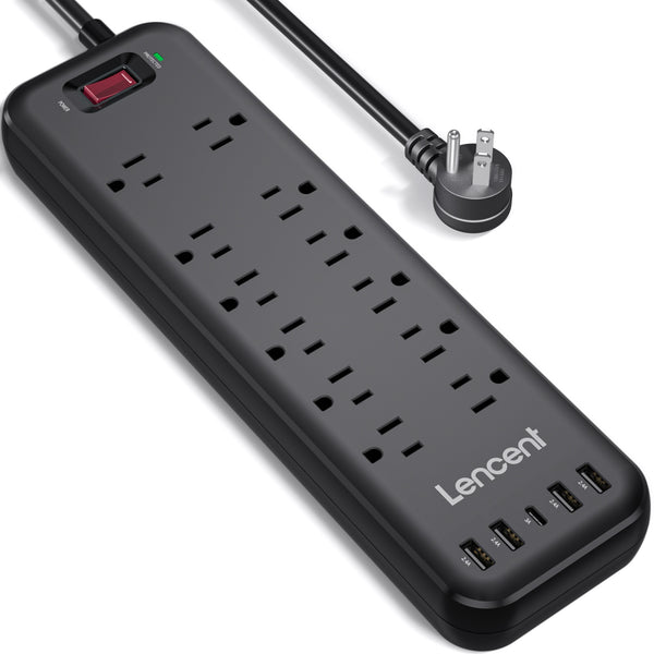 Power Strip Surge Protector with 12 Outlets, 4 USB, 1 Type C